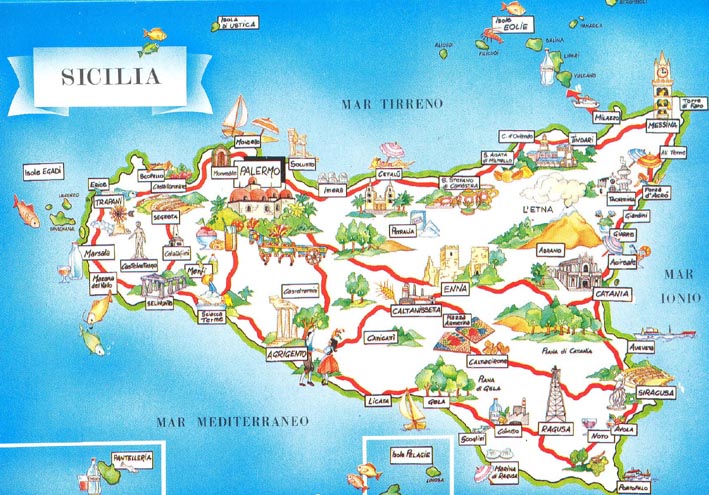 Carte touristique Sicile